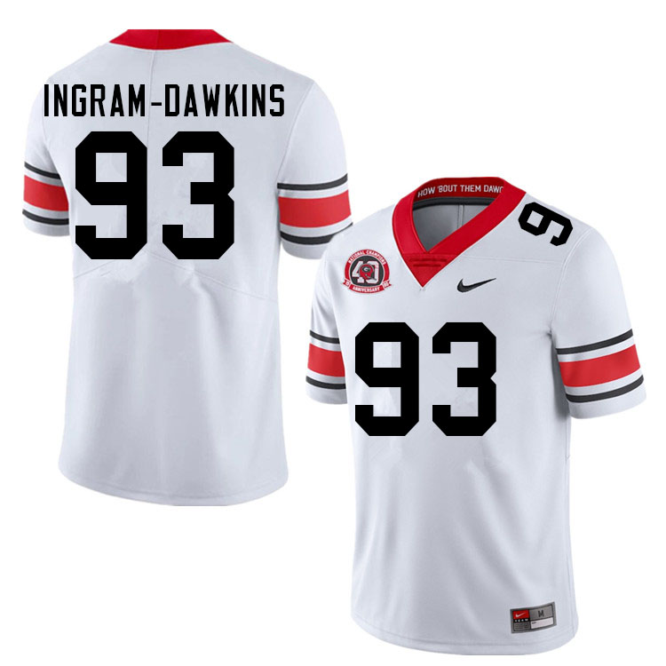 Men #93 Tyrion Ingram-Dawkins Georgia Bulldogs Nationals Champions 40th Anniversary College Football
